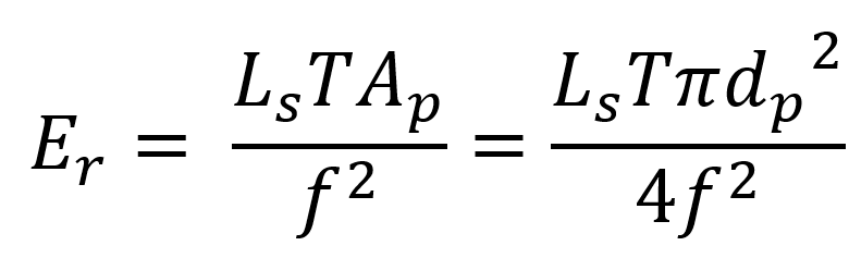 Equation:
Er = LsTAp over f squared = LsTpidp squared over 4f squared