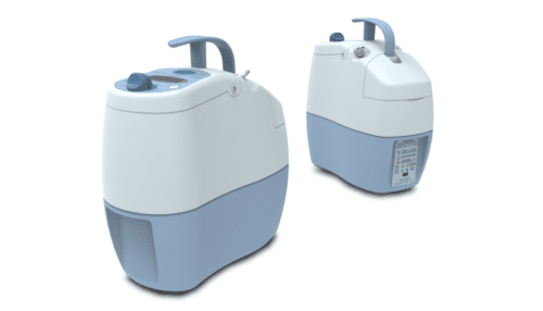 Inogen portable oxygen concentrator shown with dual device view